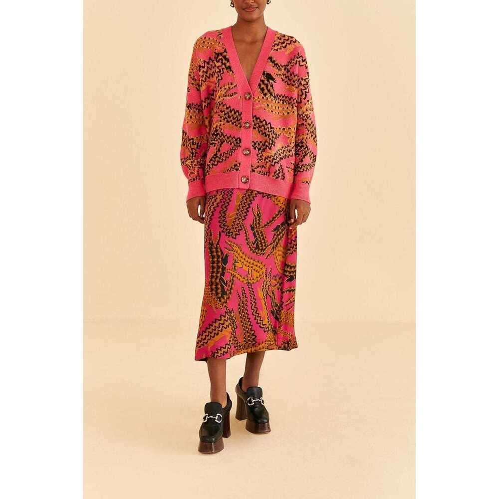 Pink Croco Midi Skirt